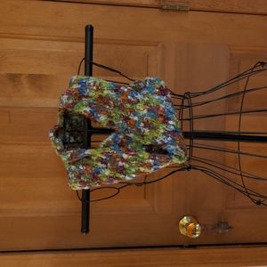 New!Hand Crochet Mohair Blend Infinity Scarf Olive Sage Green Blue Orange Silver